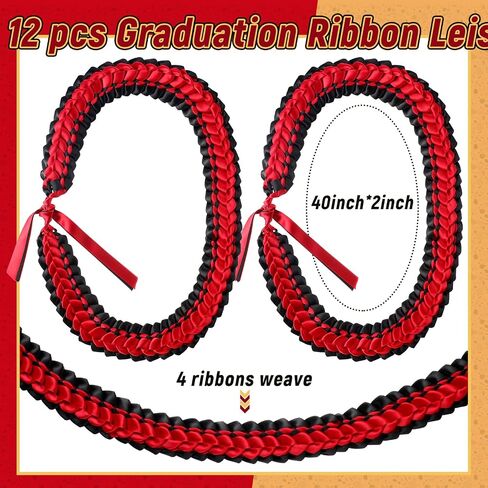 Yunlly 2025 Graduation Leis Ribbon Class of 2025 Ribbon Handmade Double Braided Necklace Adjustable Graduates Grad Leis for Graduation Gifts in Kuwait