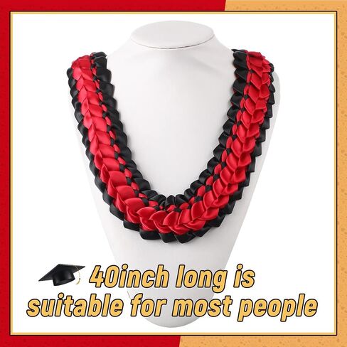 Yunlly 2025 Graduation Leis Ribbon Class of 2025 Ribbon Handmade Double Braided Necklace Adjustable Graduates Grad Leis for Graduation Gifts in Kuwait