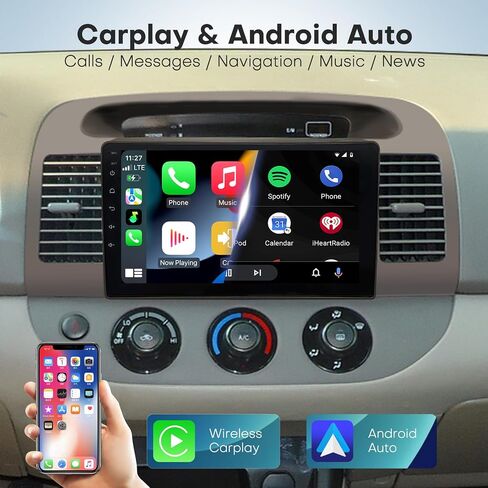 Radio for Toyota Camry 2007 2008 2009 2010 2011 Car Stereo Android 14 9 Inch IPS Touch Screen Wireless Carplay& Android Auto Bluetooth WiFi Wireless GPS FM SWC Backup Camera Head Unit in Kuwait