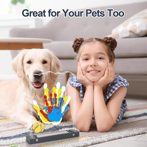 مجموعة بصمات اليد العائلية مع ضوء، مجموعة يد الطفل وبصمة القدم، هدايا عائلية للآباء الجدد، هدايا التبني، هدايا للأم الجديدة، تذكار عائلي من الحرف الخشبية DIY، دهانات غير سامة (أبيض) in Kuwait