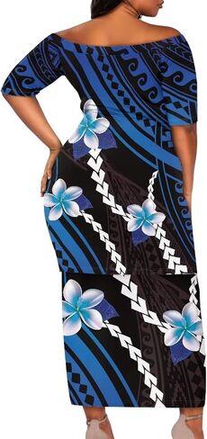 Puletasi Traditional Off Shoulder Dress Plus Size Tops and Skirt Sets in Saudi Arabia