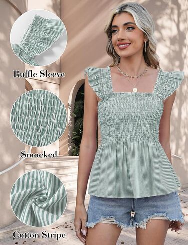 Lomon Womens Tank Tops Fashion Summer Flying Flying Sleeve Blouses Square Deque Disteless Dirclesss Babydoll Shirt in Saudi Arabia