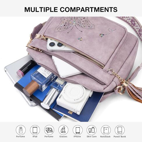 Crossbody Bags for Women Trendy Leather Crossbody Purse Shoulder Handbags Butterfly Design in Saudi Arabia