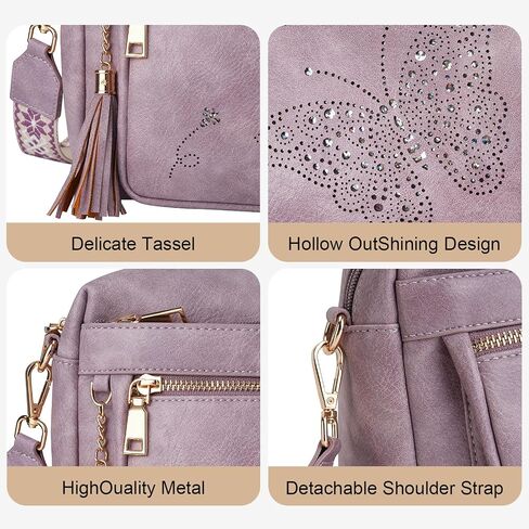 Crossbody Bags for Women Trendy Leather Crossbody Purse Shoulder Handbags Butterfly Design in Saudi Arabia