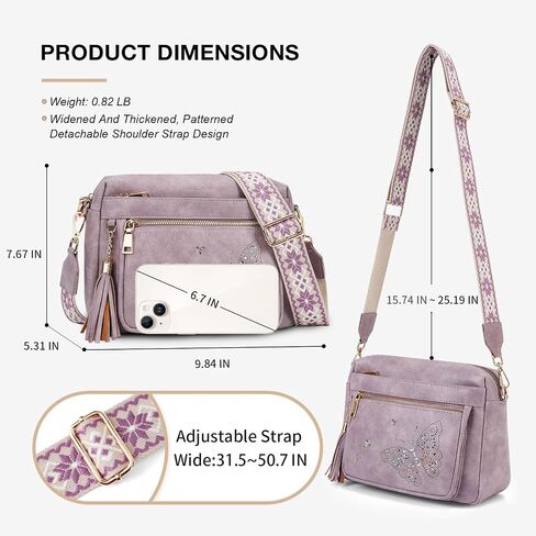 Crossbody Bags for Women Trendy Leather Crossbody Purse Shoulder Handbags Butterfly Design in Saudi Arabia