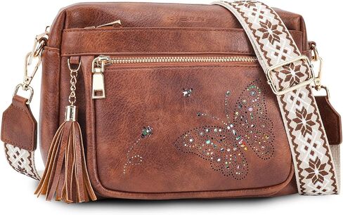 Crossbody Bags for Women Trendy Leather Crossbody Purse Shoulder Handbags Butterfly Design in Saudi Arabia