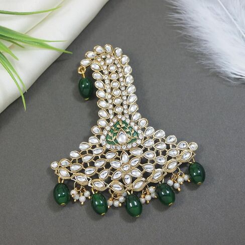 I Jewels Gold Plated Indian Wedding Bollywood Stone Pearl Work Safa Kalangi Brooch for Groom/Men/Dulha Pagadi in Kuwait