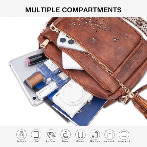 Crossbody Bags for Women Trendy Leather Crossbody Purse Shoulder Handbags Butterfly Design in Saudi Arabia