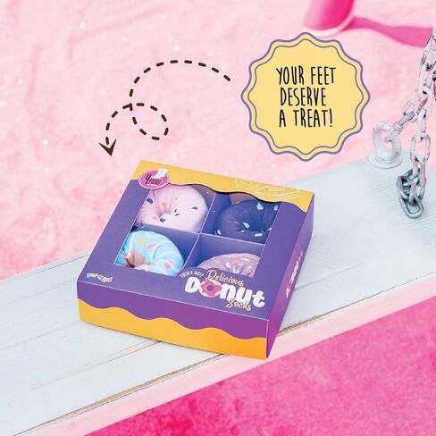 Pop Craze - 2 or 4 Pairs Doughnut Socks in a Box - 1 Size Fits Most. Novelty Food Socks, Funny Gift for Men and Women in Kuwait