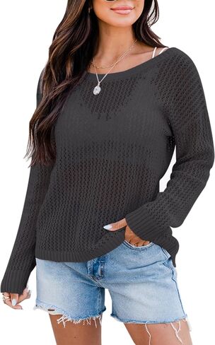 Xuba Women's Crochet Top Dorts Long Long Mollow Out Summer Sweater Cover Up Up in Kuwait