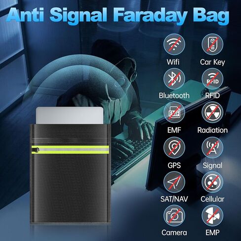 5 Pack Faraday Bags EMP Proof,Faraday Bags for Laptops Tablets Phones Car Keys,Faraday Cage with Handle&Reflective Strip,EMP bags for Electronics,Fireproof Waterproof RFID Signal Blocker Faraday Pouch in Kuwait