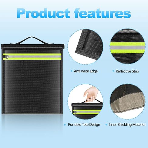 5 Pack Faraday Bags EMP Proof,Faraday Bags for Laptops Tablets Phones Car Keys,Faraday Cage with Handle&Reflective Strip,EMP bags for Electronics,Fireproof Waterproof RFID Signal Blocker Faraday Pouch in Kuwait