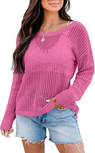 Xuba Women's Crochet Top Dorts Long Long Mollow Out Summer Sweater Cover Up Up in Kuwait