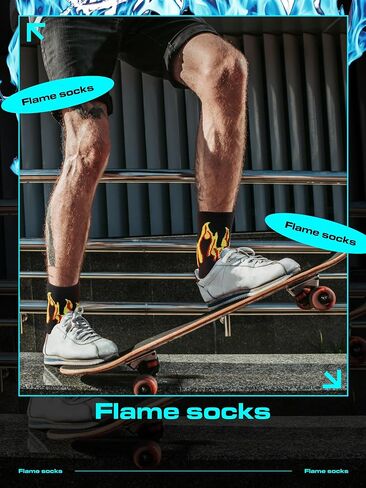 6 Pairs Women Flame Socks Fashion Men Fire Print Crew Socks Breathable Cotton Casual for Spring Sports in Kuwait