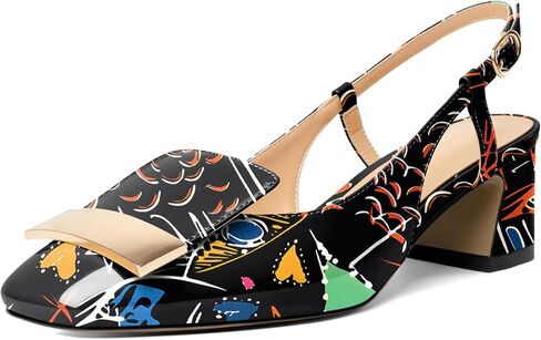 Joseywade النساء Slingback كتلة منخفضة صندل بكعب مكتنز مضخات مغلقة ساحة تو فستان أحذية 2 بوصة الصنادل بكعب مع حزام قابل للتعديل in Kuwait