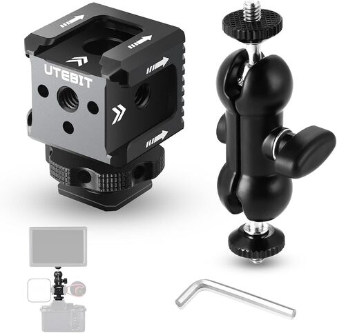 UTEBIT Super Clamp Camera Mount with 360° Ballhead Magic Arm, Super Clamp Mount with 1/4" and 3/8" Thread, Desk/Bike/Bicycle/Motorcycle/Handlebar Mount for GoPro, Phone, Camera, Monitor, LED Light in Saudi Arabia