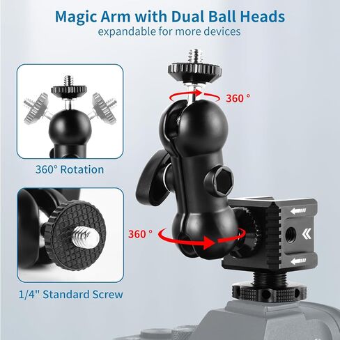 UTEBIT Super Clamp Camera Mount with 360° Ballhead Magic Arm, Super Clamp Mount with 1/4" and 3/8" Thread, Desk/Bike/Bicycle/Motorcycle/Handlebar Mount for GoPro, Phone, Camera, Monitor, LED Light in Saudi Arabia