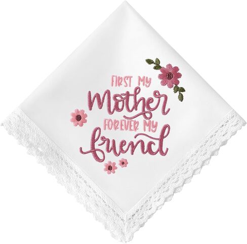 HOULIFE Lace Handkerchiefs for Women, Embroidered White Cotton Hankies for Ladies Women, Mom Gift from Daughter Son in Saudi Arabia