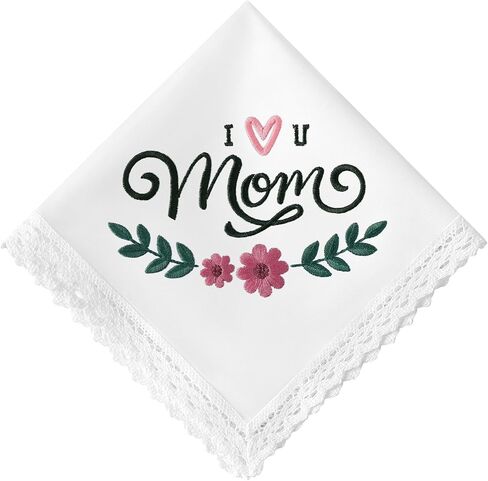 HOULIFE Lace Handkerchiefs for Women, Embroidered White Cotton Hankies for Ladies Women, Mom Gift from Daughter Son in Saudi Arabia