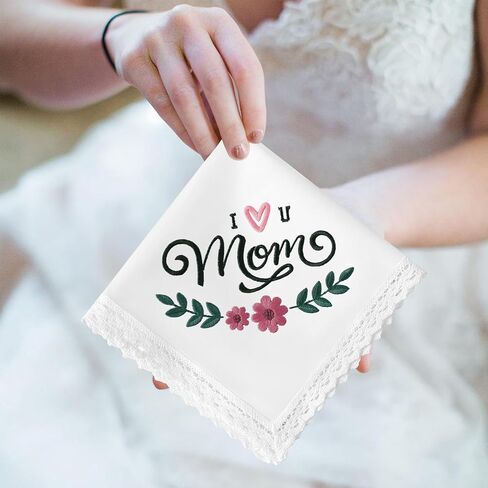 HOULIFE Lace Handkerchiefs for Women, Embroidered White Cotton Hankies for Ladies Women, Mom Gift from Daughter Son in Saudi Arabia