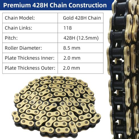428H Drive Chain 118 Link with 6pcs Connecting Master Link Compatible with XR100 XR100R CRF100F CRF125FB YZ85 Motorcycle ATV Dirt Bike Seamless Small Tub with Chain Breaker in Saudi Arabia