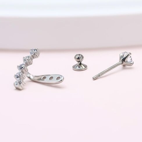 Limerencia F136 Hypoallergenic Pure Titanium Earrings for Women, G23 Implant Grade 5A Cubic Zirconia Open Hoops, Cartilage Stud Earrings Trendy Jewelry for Sensitive Ears in Kuwait