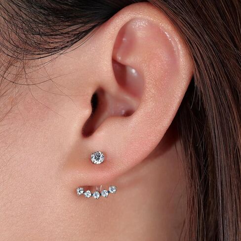 Limerencia F136 Hypoallergenic Pure Titanium Earrings for Women, G23 Implant Grade 5A Cubic Zirconia Open Hoops, Cartilage Stud Earrings Trendy Jewelry for Sensitive Ears in Kuwait