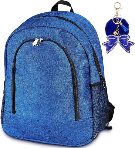 Cheer Backpack with Cheer Bow Keychain Cheerleading Glitter Backpack Cheerleaders Gift Cheer Bags for Sport(Blue,Large) in Saudi Arabia