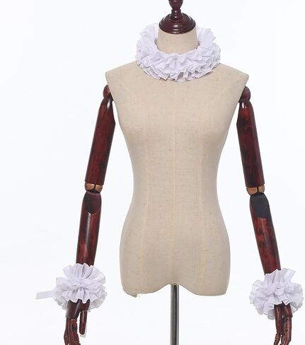 Elizabethan Renaissance Collar Cuffs Set Ruffle Layered Clown Stand Neck Choker Wrist Accessory in Saudi Arabia