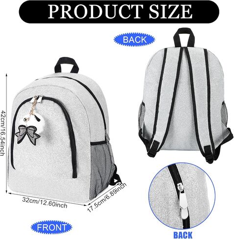 Cheer Backpack with Cheer Bow Keychain Cheerleading Glitter Backpack Cheerleaders Gift Cheer Bags for Sport(Blue,Large) in Saudi Arabia