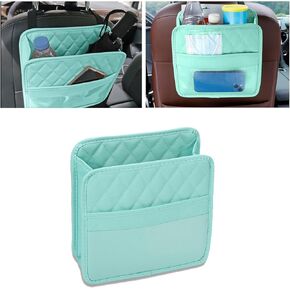 Car Back Seat Organizer, Waterproof PU Leather Car Seat Back Hanging Bag, Multifunctional Car Storage Bag Vehicles Interior Accessories for Kids & Adults, Universal for Most Cars (Black)