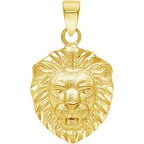 14k Yellow Gold Mini Lion Head Charm Animal Pendant