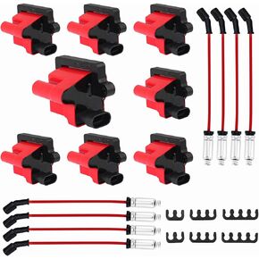 Pack of 8 Ignition Coil Pack and Spark Plug Wires Set Compatible with Cadillac Escalade for Chevy Express Silverado for GMC Savana Sierra Yukon for Workhorse Fastrack UF271 D581