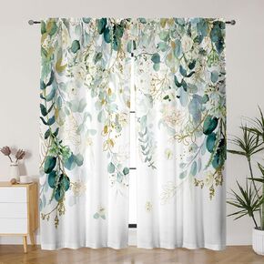 Boho Mid Century Abstract Leaves Curtains 52X84Inch Rainbow Living Room Curtain 2Pc Burnt Orange Curtains for Bedroom Modern Geometric Drapes Yellow Plant Colorful Curtain