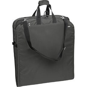 WallyBags Premium Travel Garment Bag with Shoulder Strap and Two Large Pockets, Grey, 42-inch