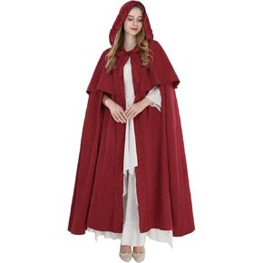 عباءة حمراء Cr Rolecos مع محرك الرأس Long Hooded Cape Suede Denaissance Cloak Halloween
