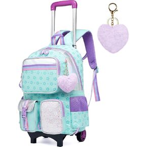 Meetbelify Backpack with Wheels for Girls Rolling Backpack Cute Carry on Backpack for Elementary Student in Kuwait