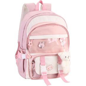 Phaoullzon Kawaii Backpack for Girls School Bookbag Cute Anime Backpacks with Pins and Pendant
