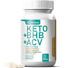 Keto ACV BHB Capsules 1600mg for Advanced Weight Loss & Belly Fat Burn - Organic Apple Cider Vinegar with The Mother Ketones Vegan Supplement - with Vitamin D3 Zinc Chromium for Men Women