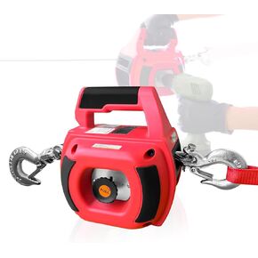 Portable Drill Winch 1000 LB Pulling Capacity with 40 Feet Alloy Steel Wire Rope | Hand Winch with Sling Strap & D Rings Tie Down Strap for Dragging