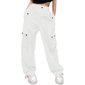 Cromoncent Girls & Womens Baggy Sweatpants Joggers Cargo Pants, 6 Years-Women 2XL