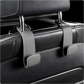 2 PCS Car Car Head Heads ، خطاف حامل شماعات الجلود المصنوعة من أمراض الدقيقة من أجل معلقة ، حقيبة ، خطاف منظم المقعد الخلفي للمركبة الشامل لعلاقة حقيبة اليدين (أسود) (أسود)