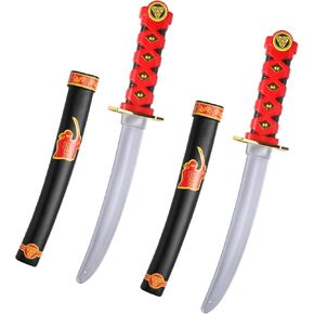 2 PCS البلاستيك الساموراي سيف نينجا السيف Deadpool Swords Katana Toy Halloween Assume for Boys ، 15.7 '' '(Red)
