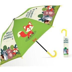 Kids Umbrella, Safety Windproof Umbrella with Easy-Grip Hook Handle for Toddler Girls and Boys