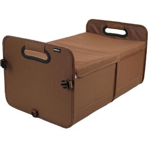 Car Trunk Organizer With Soft Cover and Storage Bin Essentials Collapsible Organization Accessories for SUV/Sedan Brown