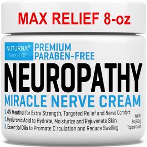 Neuropathy Nerve Relief Cream - Premium Nerve Cream 3X Action for Targeted Relief and Soothing Nerve Comfort - Maximum Strength with 4% Menthol Arnica MSM for Feet Hands Legs Toes & Back - Large 4 Oz