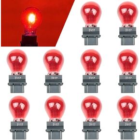 10 PCS 3157 Light Bulbs, Mini Bulb for Automotive Brake Lights, Turn Signals, Side Marker Lights and Tail Lights, Brake Light Plastic Base (Red) in Kuwait
