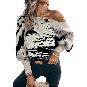 MakeMechic Women's Stripes Pattern Long Sleeve Boat Neck Lourd