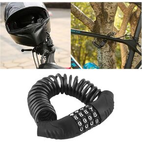Motorcycle Helmet Lock, Retractable Small Bike Cable Lock with 4 Digit Combination Code, Anti Theft Motobike Locking Device Accessories, Universal for Bicycle, Baby Stroller, Skis (Black)