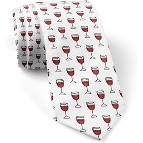 ( Glass Red Wine Doodle ) Fashion Novelty Necktie, Conversation Neckwear Ties Great for Party and Events
